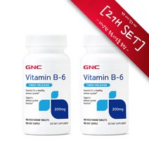 [사은품증정] GNC 비타민 B6 200mg 타임릴리즈 100정 (타블렛) Vitamin Timed Release 100tabs, [2개 SET], 2개