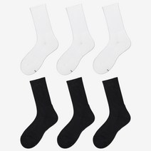 [필로이] 남자 무지 쿠션 크루 양말 6켤레 세트