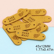가축 귀태그 축사용품 의류용 핸드메이드 라벨 하트 원사 공 태그 가죽 DIY 가방 스카프 선물 봉제 액세서리 45x12mm 20 개, [06] 05