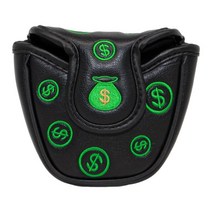 골프 말렛 퍼터 헤드 커버 유니버설 자수 골프 센터 샤프트 퍼터 커버, 가죽, 녹색