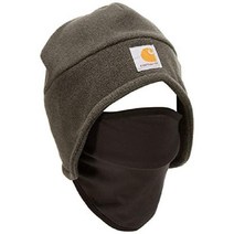 칼하트 남성용 양털 2 in 1 방한 모자 및 페이스 마스크 (미국배송), D. 챠콜 헤더