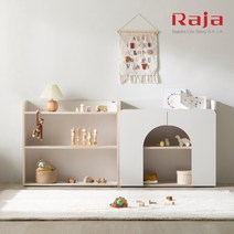 라자가구 모모키즈 1800X800 2단 전면책장 교구장세트(오픈형1+도어형1), 아이보리