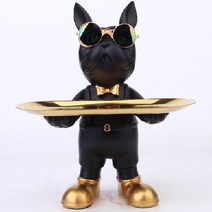 Yumico 인테리어 소품 불독 차키 트레이 열쇠 보관함 북유럽 인테리어 액세서리 다용도 시계 열쇠 현관 트레이 집들이선물, 그린