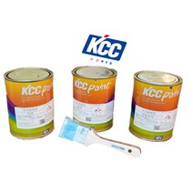 KCC유크릴 안전표지용 형광 페인트1L+PP평붓2인치(황색 오렌지색 적색) 공항보안시설용, 형광페인트(황색)