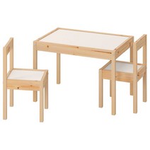 이케아 어린이 테이블 1 의자 2 화이트 원목 1세트 내추럴 유아 테이블 직사각 미니 책상, 이케아 레트 어린이테이블 의자2 (101.784.13)