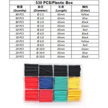 열수축비닐 투명포장지 선물포장비닐 280PCS 127PCS 560PCS 530PCS 튜브 방수 폴리올레핀 전기 랩 와이어 케이블 슬리브 테이프 Tubo 소매 튜브40mm1m 7색, 06 530PCS