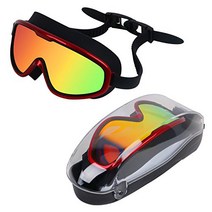 KTdream Swimming Goggle Super Great Frame Swim Goggle for Adult Men Women Youth Swim Mask Clear Wide, adult unisex, red