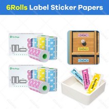 네임 스티커 휴대용 라벨 기계 프린터 6 용지 롤 감열식 인화지 흰색 8 1 2 포토 포켓 미니, 6 Rolls Label Paper