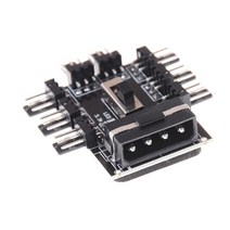 컴퓨터 본체 쿨러 케이스 쿨링팬 ide molex 1 to 8 multi way splitter 냉각 팬 허브 3pin 12v 전원 소켓 pcb 어댑터 2 레벨 속도 제어 pc, 다른