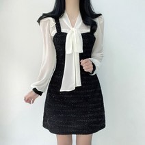 엘스 뷔스티에 리본 타이 미니원피스