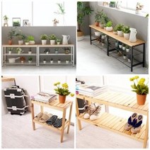 인테리어 원목 철제 2단 3단 현관 벤치형 신발장 오픈형 나무 다용도 선반 정리대, 원목 신발정리대(900)