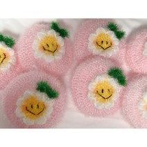 앵두나무 핸드메이드 수세미 스마일 플라워, 베이비핑크