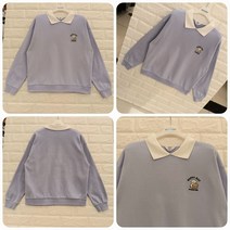 [에꼴리에] 23년 봄 핫신상! **인기최고 카라 맨투맨티~ 빠른 배송** 주니어 여아용 심플 단정 깔금한 스타일의 편안하고 멋스러우며 코디가 쉬운 퍼피 캐릭터 카라 맨투맨티