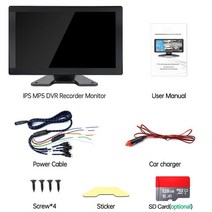 화물차블랙박스 4채널 전후방 녹화 카메라 10.1 인치 터치 스크린 4 채널 분할 화면 자동차 4 모니터 170 ° 1080 가 트럭버스 용 회전 가능, 10인치 모니터만, SD 카드 없이