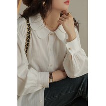 플랫카라 블라우스 셔츠 여성 보이핏 볼륨 긴 소매 가을 상의