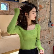 CHIC 블랙 낮다 라운드넥긴팔니트 여성 겨울 가을 2022 슬림핏 이너웨어 풀오버 후드 이너티셔츠