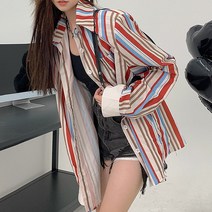 대박난박양 멀티 스트라이프 오버핏 셔츠