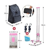 트롤리 접이식 수하물 카트 미니 휴대용 트롤리 초박형 스테인레스 스틸 쇼핑 홈 트레일러 운반 용품, 05 pink