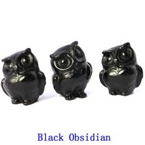 스톤 천연자수정원석 크리스탈 천연 원석 올빼미 작은 입상 자연석 치유 미니어처 동물 그림 장식 요정 정원 수족관 물고기 탱크 공예, Black Obsidian+10 PCS