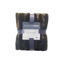 Madison Park NWT 매디슨 파크 듀크 리브드 50인치x60인치 초코브라운 페이크-퍼 스로우 T4101612 102208