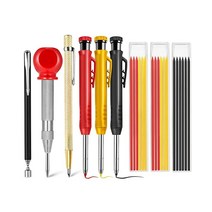 9 Packs Carpenter Mechanical Pencils with Center Punch Carbide Scriber 도구Solid Pencil Marker Marking