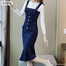 뉴타임즈 여자 봄 가을 롱원피스 골덴 멜빵원피스A24