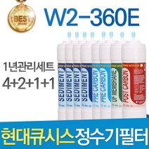 현대큐시스 W2-360E 고품질 정수기 필터 호환 1년관리세트, 선택2 - 14인치 양방향 1년관리세트(4+2+1+1=8개)