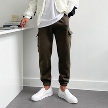 어둑 겨울 기모바지 밴딩 남자 카고 조거팬츠 (3color)