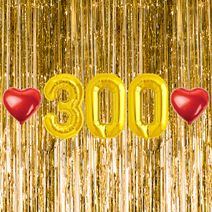 300일 이벤트 포토존 세트 아기 기념일 커플 축하 기념 숫자 풍선 하트, 08.커튼-(골드)-300(소)-골드