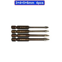 텅스텐 카바이드 유리 드릴 비트 세트 합금 카바이드 포인트 4 커팅 엣지 타일 앰프, 3 4 5 6mm