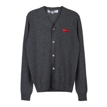[꼼데가르송] 더블 하트 로고 울 가디건 P1N058 MED GREY /8