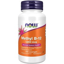 NOW 보충제 메틸 B-12 (메틸코발라민) 1 000 mcg 신경계 건강＊ 100 캔디, 100정, 1개