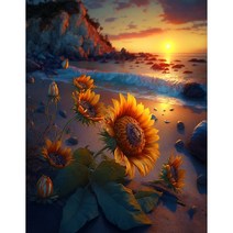 노을해바라기 우드 직소퍼즐 해가 진 바다 달빛 황금재물 금전운 가져다주는 풍경화 조각퍼즐 어르신 수월하시는 효도선물 그림퍼즐 집콕취미 스트레스 해소 최신상, 노을해바라기 퍼즐도안15, 500피스