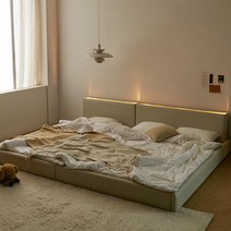 슬립스토아 호텔 발리 LED 패밀리 침대+7존독립 세트 SS+SS/SS+Q/Q+Q, B타입-가드형, 오트밀화이트