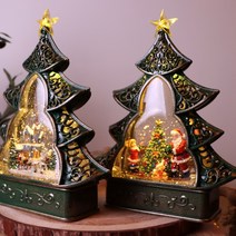 크리스마스 스노우볼 렌턴 연말선물 아날로그 TV 텔레비전 카페소품, 01.트리-눈오는풍경