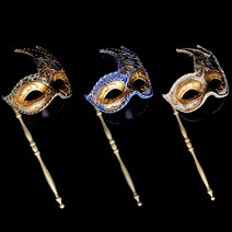 파티 가장무도회 마스크 베니스 스타일 손잡이 휴대, 흰색 베네치아 불꽃 핸드 마스크 흰색 베네치아 림 불꽃