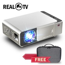 미니빔프로젝터 가정용빔프로젝터 캠핑빔프로젝터 단초점빔프로젝터 real tv t6 full hd led 프로젝터 4k 4000 lumens 1080p 휴대용 시네마 beamer, 안드로이드 실버, 우리 플러그