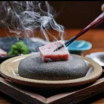 미니 천연 화산석 돌판 스테이크 돌 구이판 미니화로, 짙은 회색 직경 15cm