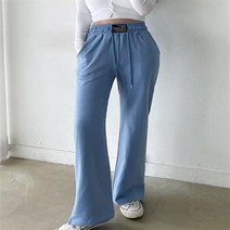 여성 레터링 패치 면 와이드 트레이닝 팬츠