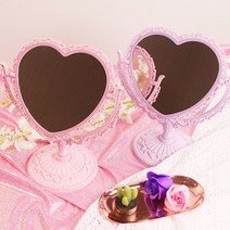 갓샵 핑크 하트 스탠드 거울 2color! [예쁜 스탠딩 공주 탁상용 화장 메이크업 셀카 거울소품], 퍼플