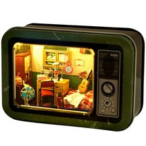 모형집 카페미니어처 DIY Diy 미니어처 인형의 집 키트 TV 박스 극장 가구 나무 조립 모델 크리스마스 선, 03 house-002