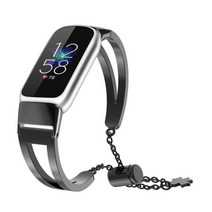 금속 스마트 워치 스트랩 합금 팔찌 시계 교체 용 Fit-bit luxe luxury wristband, 02 Black