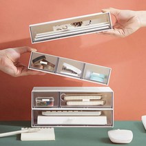 아이디어 디자인 오피스 책상 테이블 정리 수납 데스크 오거나이저 꾸미기 문구 사무 용품, 화이트3칸