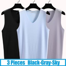 마라톤싱글렛 마라톤 상의 민소매 육상복 육상유니폼 3PCS 흔적 없음 멋진 남성 조끼 탱크 탑 속옷 언더 셔츠 바디 셰이퍼 피트니스 러닝 5XL, 5XL 90-100kg, 3 팩, black gray light