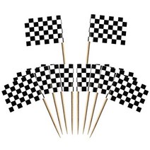 Wobe 100 Pack Racing Flag Toothpick Flags Cupcake Flags Labeling Marking Cake Toppers Shower Decora, 1