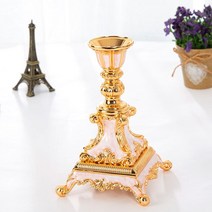 유럽 스타일의 복고풍 합금 장식 럭셔리 호텔 웨딩 소품 부처님 캔들 홀더, 01 Golden White
