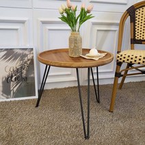 빈티지 네츄럴 삼나무 핸드메이드 철재 다리 사이드 테이블