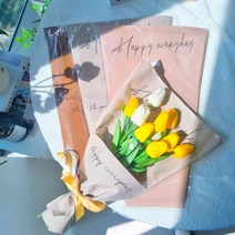 하리움 꽃다발 포장지 감성 레터링 크라프트지 OPP 투명 비닐 DIY 꽃 포장 재료 20장 L사이즈, 감성레터링크라프트(L사이즈/봉투형/20장), 커피우유