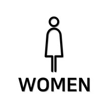 남자 여자 화장실 표지판 표시, WOMEN, 검정색