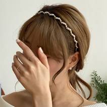 키메라제이 진주꽈배기 메탈 얇은 머리띠 헤어밴드 2color